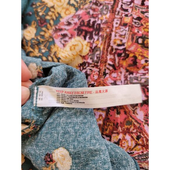 NWT Intimately Free People Morning Song Jade Teal Printed Boho Slip Dress Size L - Picture 7 of 7